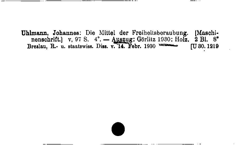 [Katalogkarte Dissertationenkatalog bis 1980]