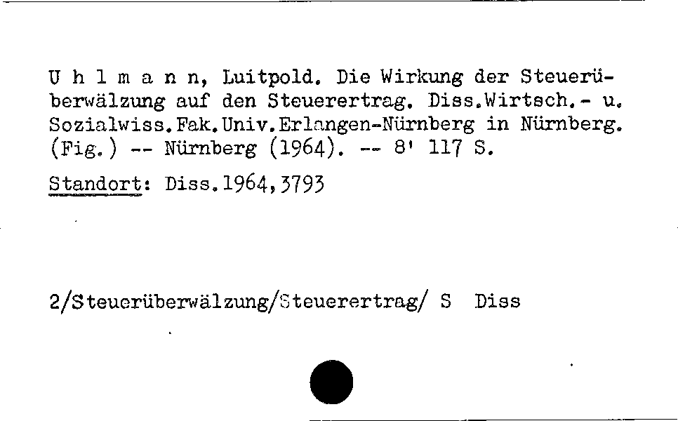 [Katalogkarte Dissertationenkatalog bis 1980]