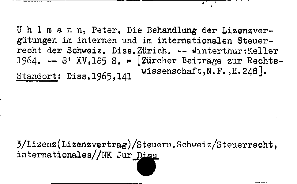 [Katalogkarte Dissertationenkatalog bis 1980]