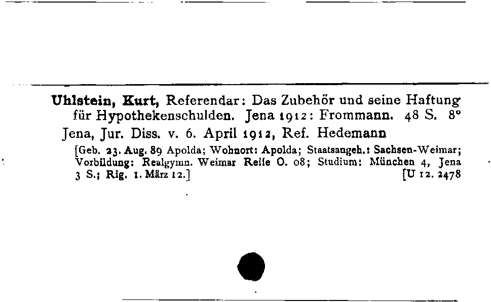 [Katalogkarte Dissertationenkatalog bis 1980]