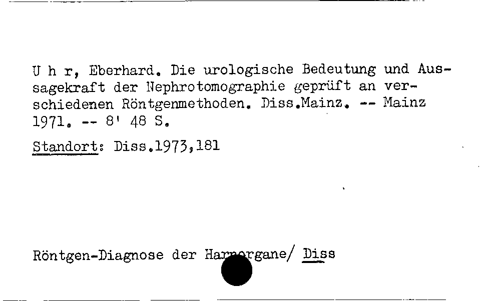 [Katalogkarte Dissertationenkatalog bis 1980]