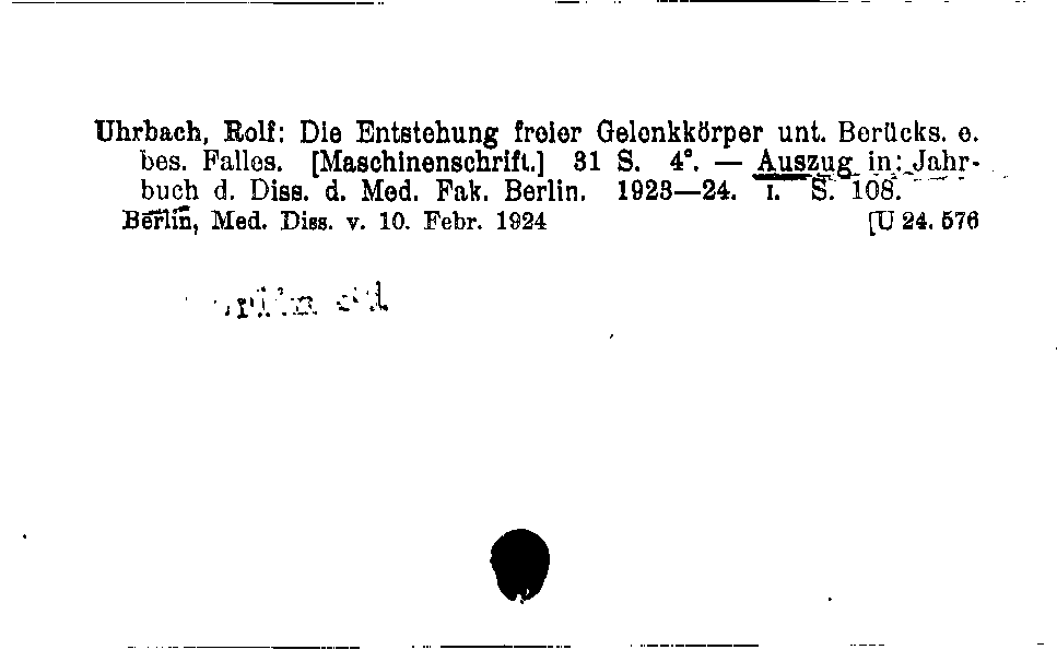 [Katalogkarte Dissertationenkatalog bis 1980]