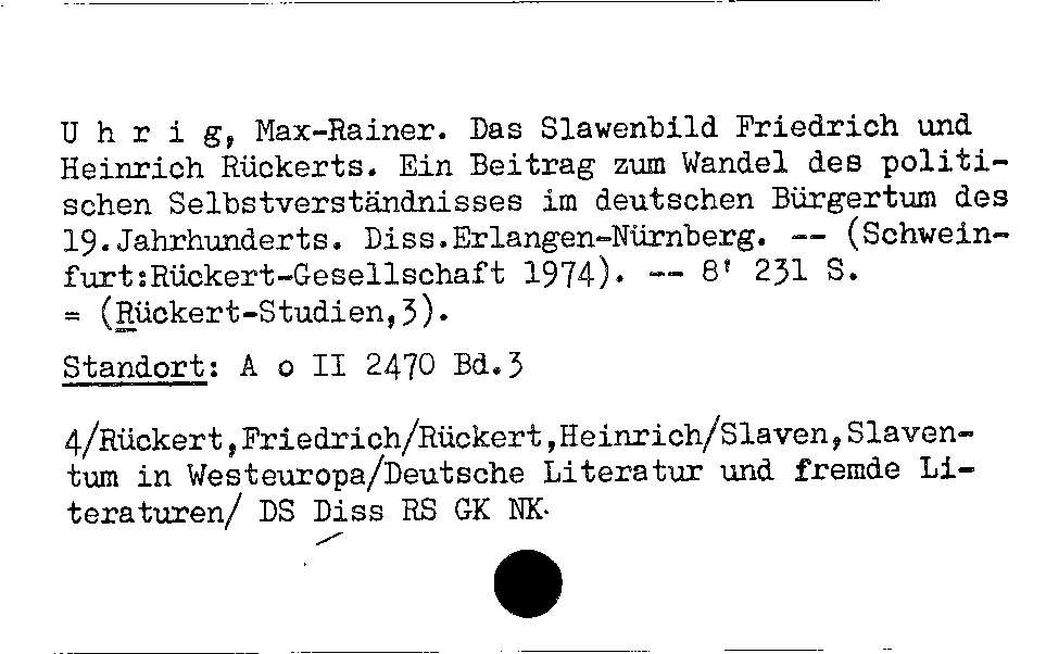 [Katalogkarte Dissertationenkatalog bis 1980]