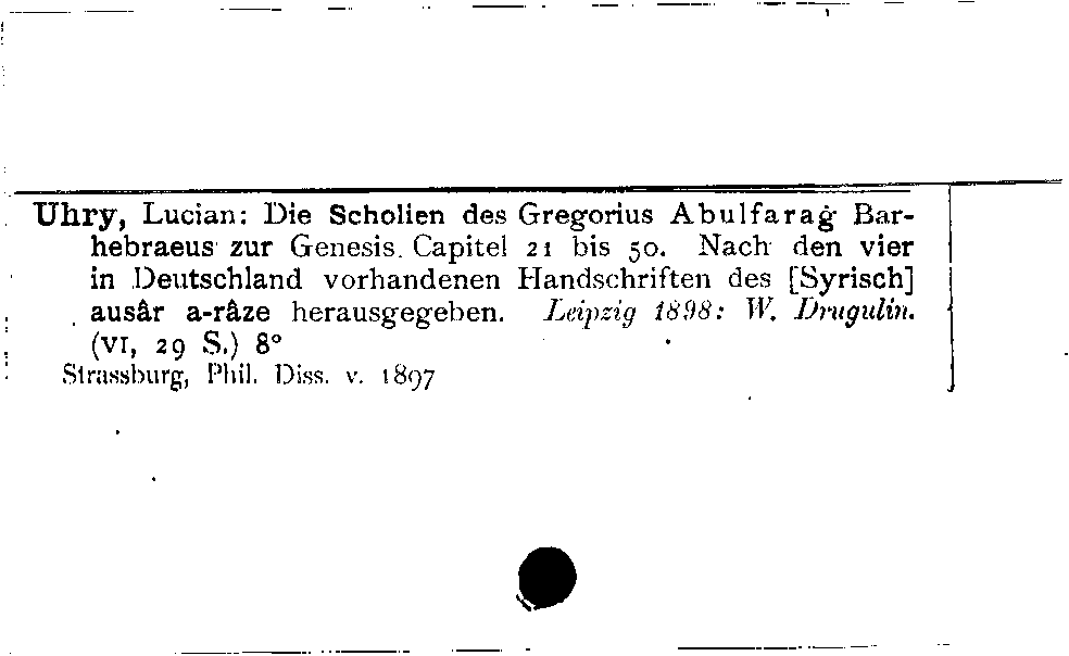 [Katalogkarte Dissertationenkatalog bis 1980]