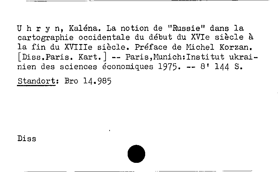 [Katalogkarte Dissertationenkatalog bis 1980]