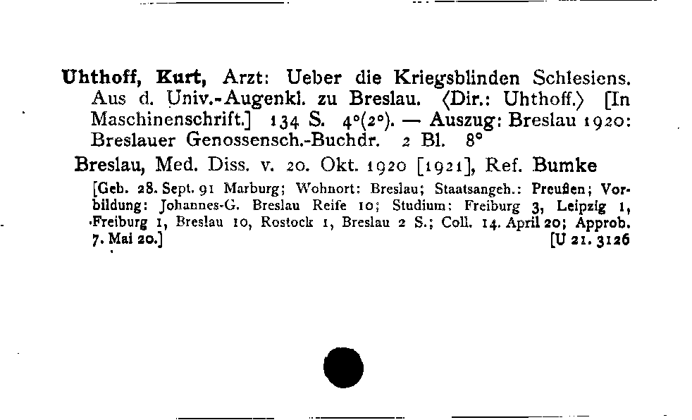 [Katalogkarte Dissertationenkatalog bis 1980]