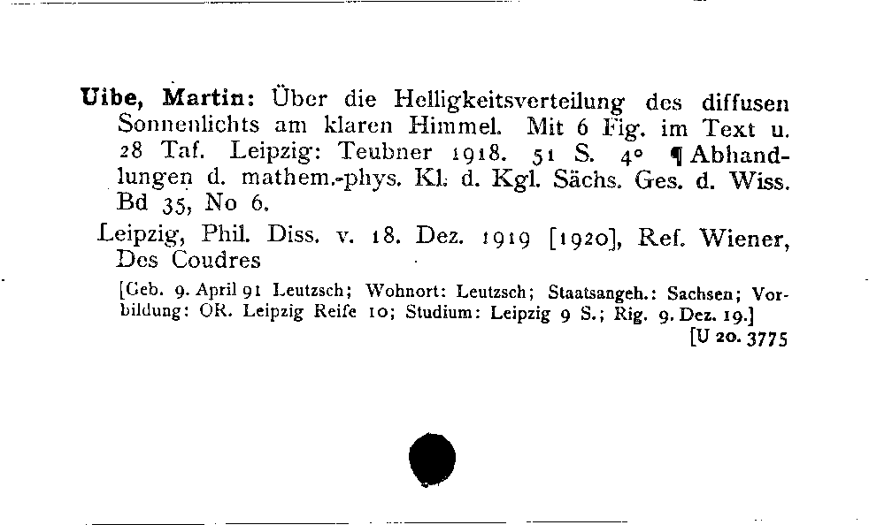 [Katalogkarte Dissertationenkatalog bis 1980]