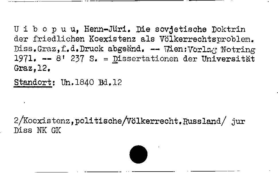 [Katalogkarte Dissertationenkatalog bis 1980]