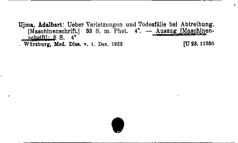 [Katalogkarte Dissertationenkatalog bis 1980]