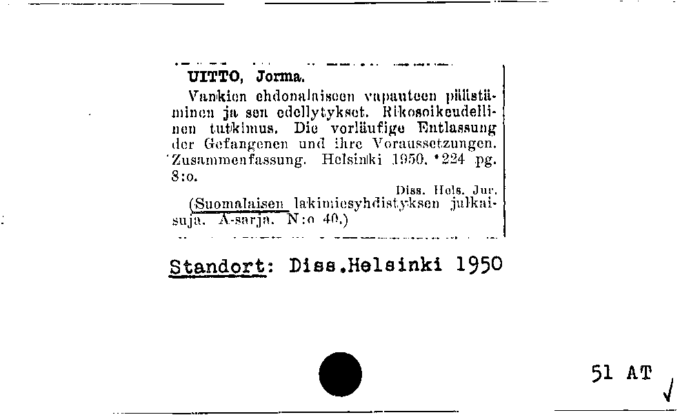 [Katalogkarte Dissertationenkatalog bis 1980]