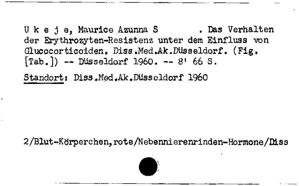 [Katalogkarte Dissertationenkatalog bis 1980]