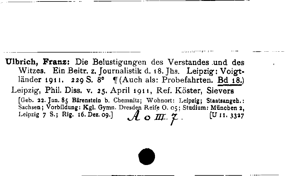 [Katalogkarte Dissertationenkatalog bis 1980]