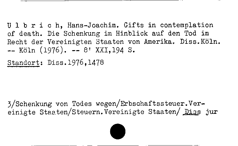 [Katalogkarte Dissertationenkatalog bis 1980]