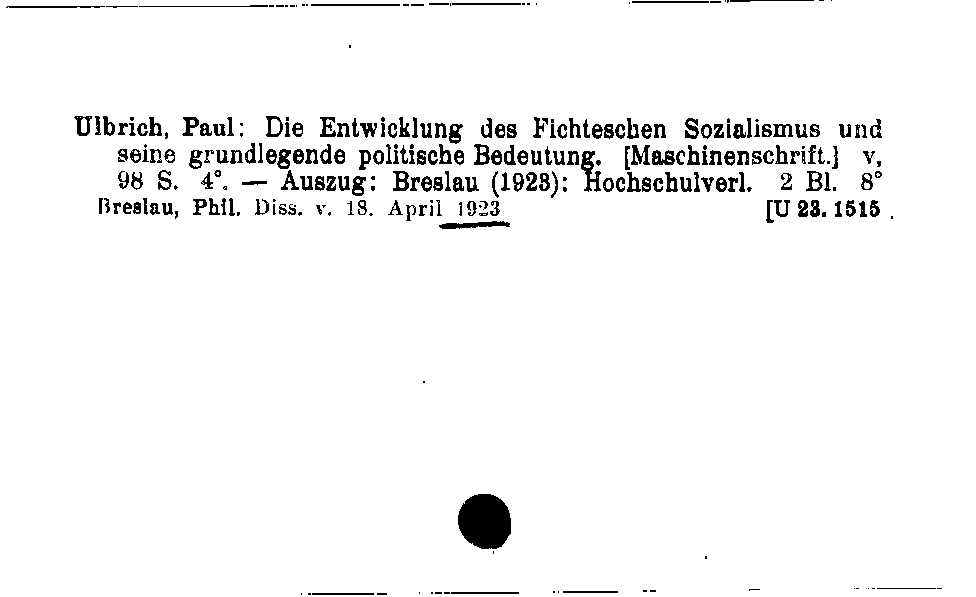 [Katalogkarte Dissertationenkatalog bis 1980]