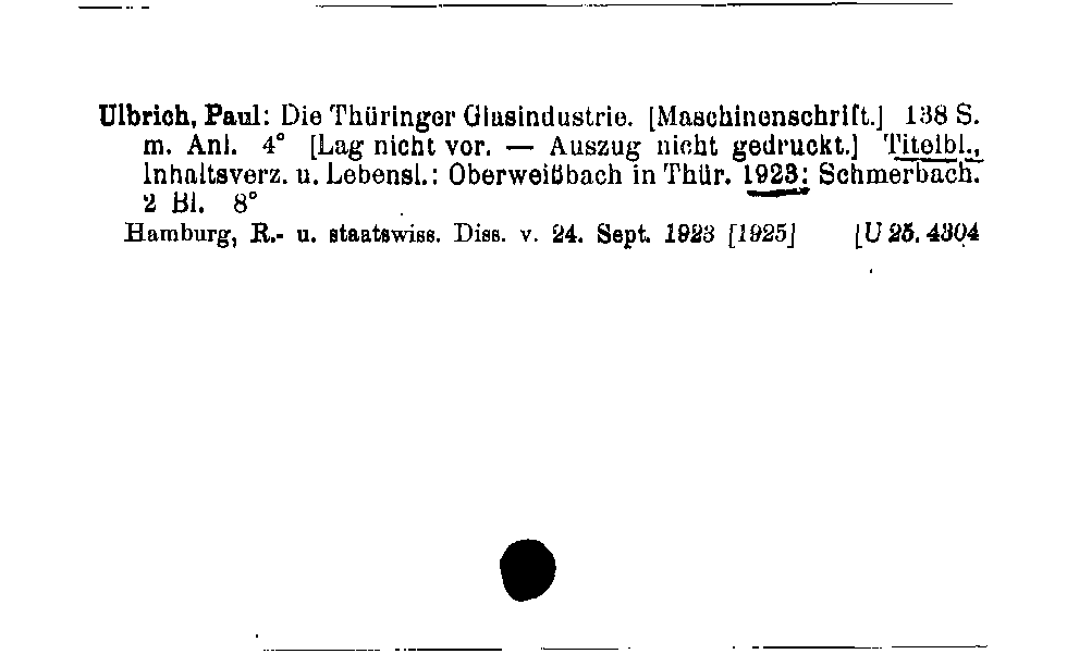 [Katalogkarte Dissertationenkatalog bis 1980]