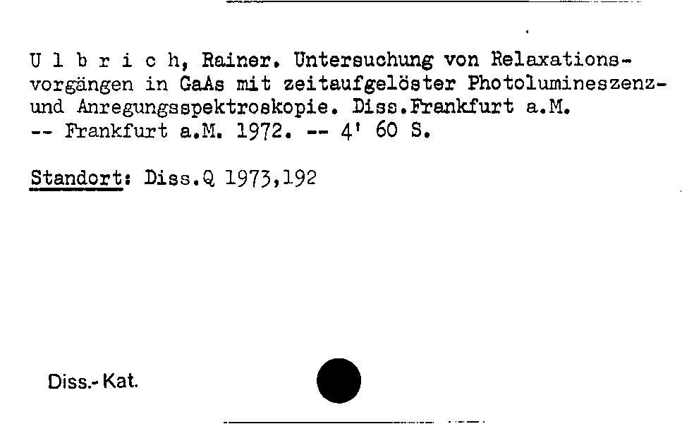 [Katalogkarte Dissertationenkatalog bis 1980]