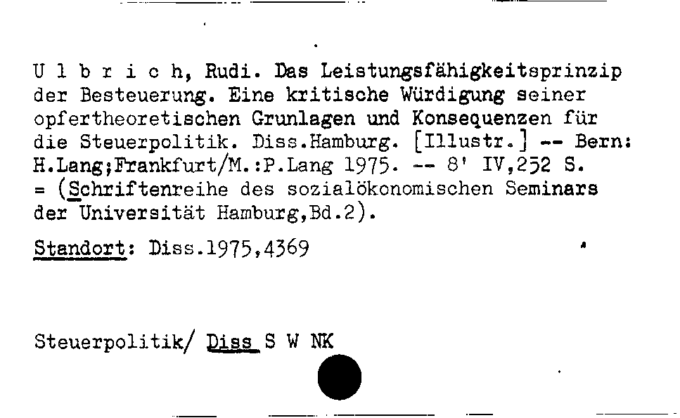 [Katalogkarte Dissertationenkatalog bis 1980]