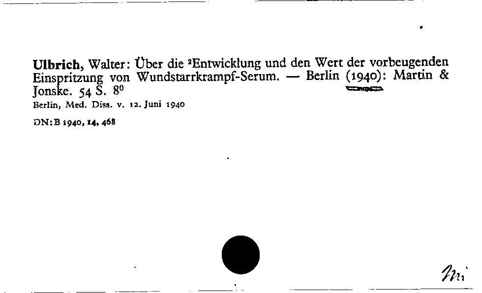 [Katalogkarte Dissertationenkatalog bis 1980]