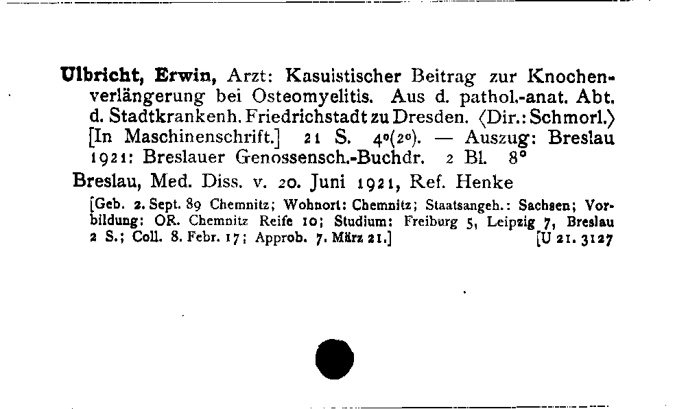 [Katalogkarte Dissertationenkatalog bis 1980]