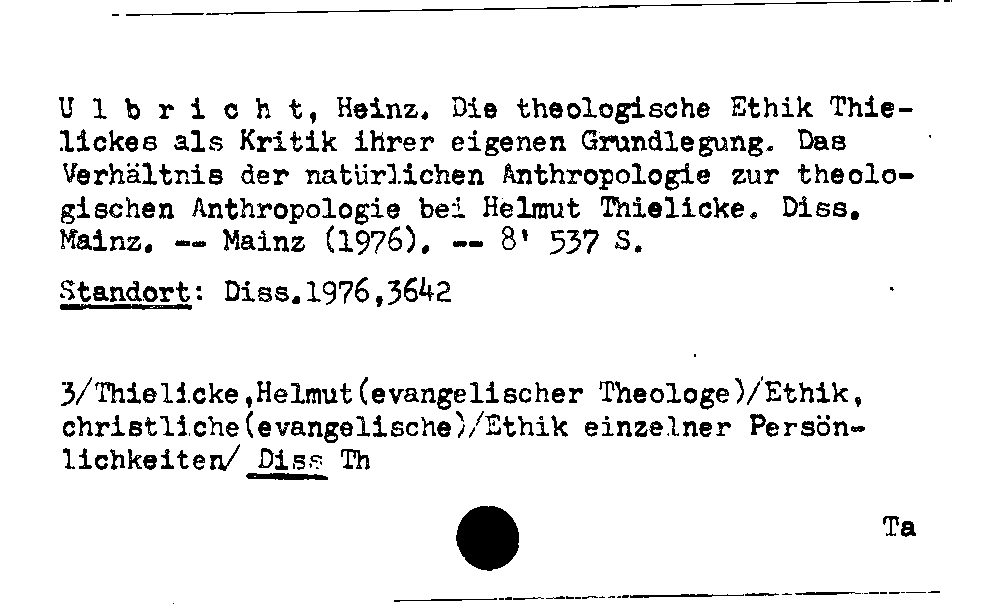 [Katalogkarte Dissertationenkatalog bis 1980]