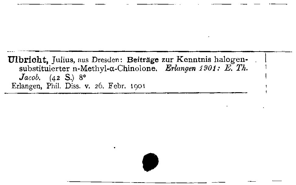 [Katalogkarte Dissertationenkatalog bis 1980]