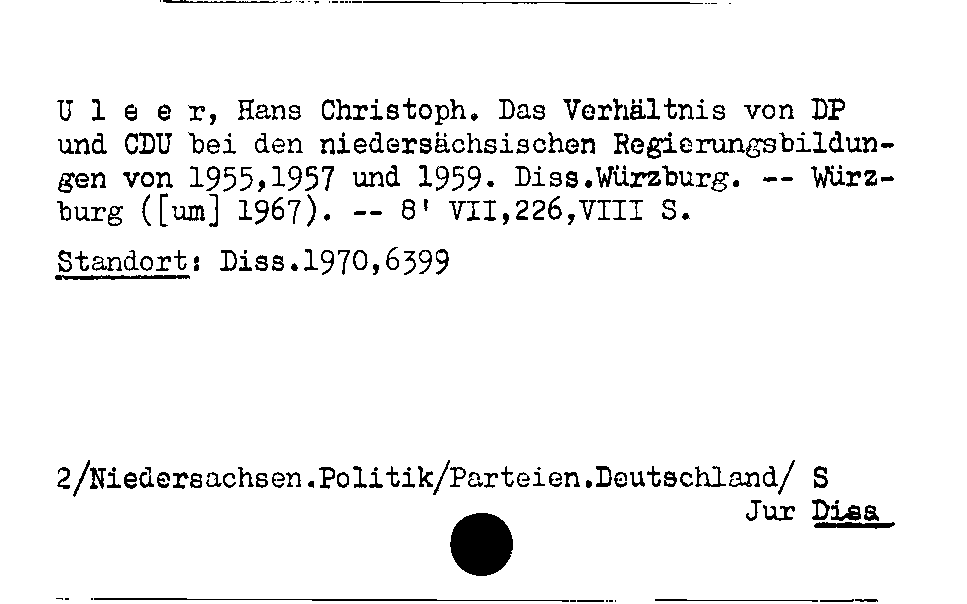 [Katalogkarte Dissertationenkatalog bis 1980]