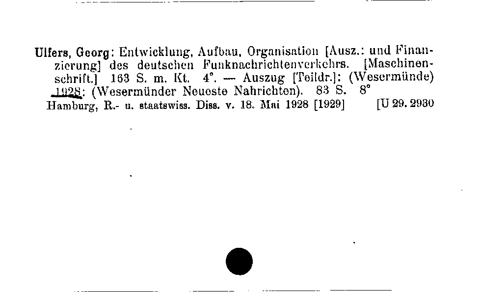 [Katalogkarte Dissertationenkatalog bis 1980]