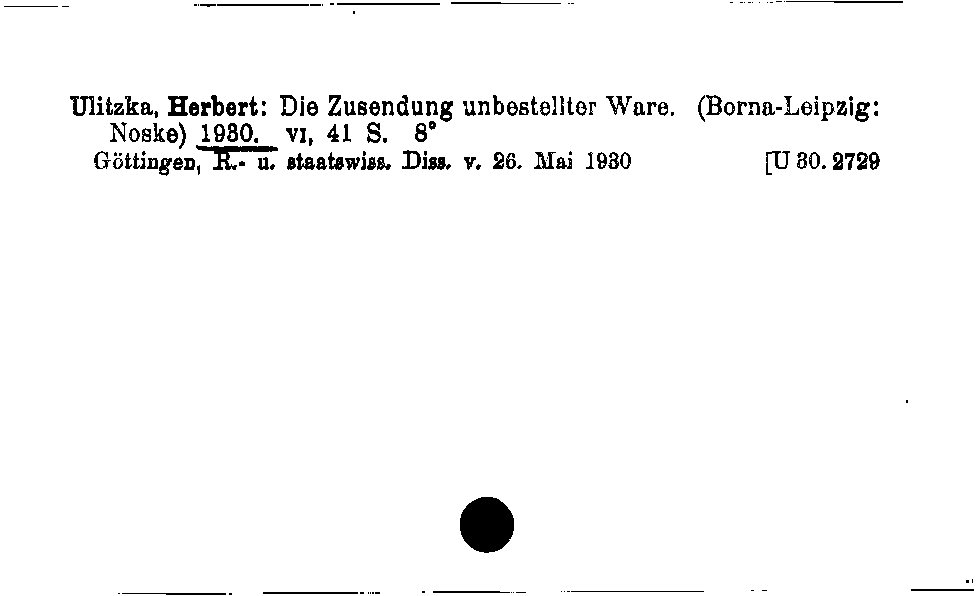 [Katalogkarte Dissertationenkatalog bis 1980]