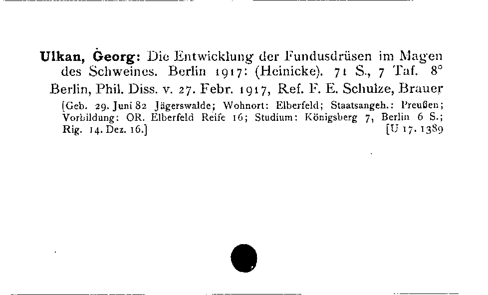 [Katalogkarte Dissertationenkatalog bis 1980]