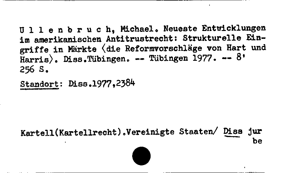 [Katalogkarte Dissertationenkatalog bis 1980]