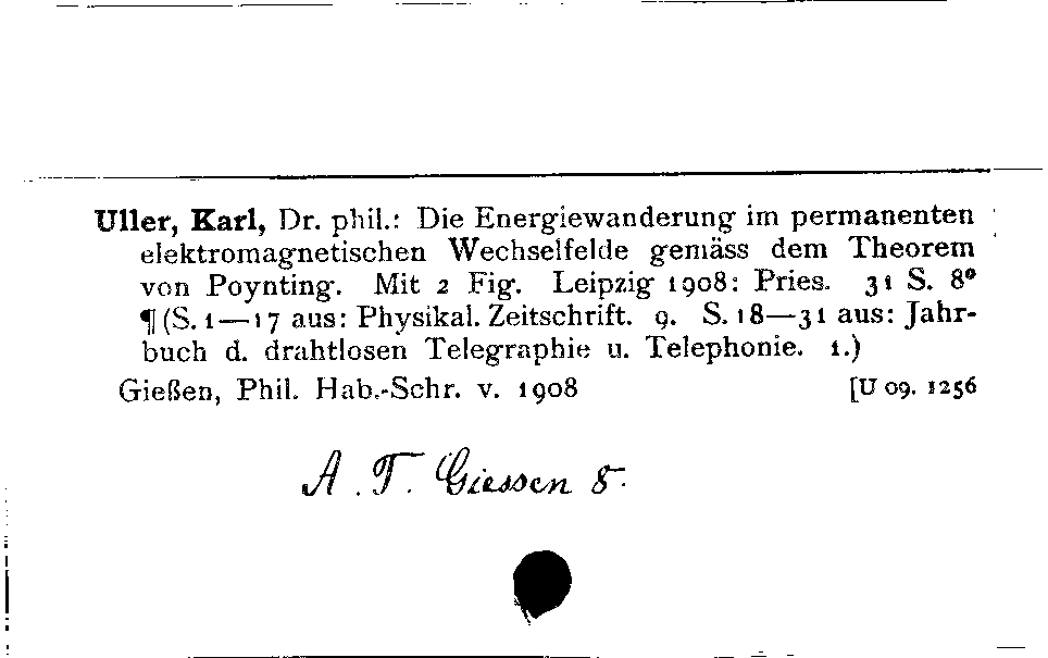 [Katalogkarte Dissertationenkatalog bis 1980]