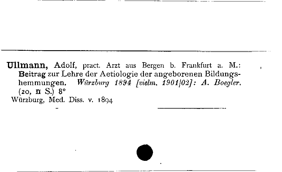 [Katalogkarte Dissertationenkatalog bis 1980]