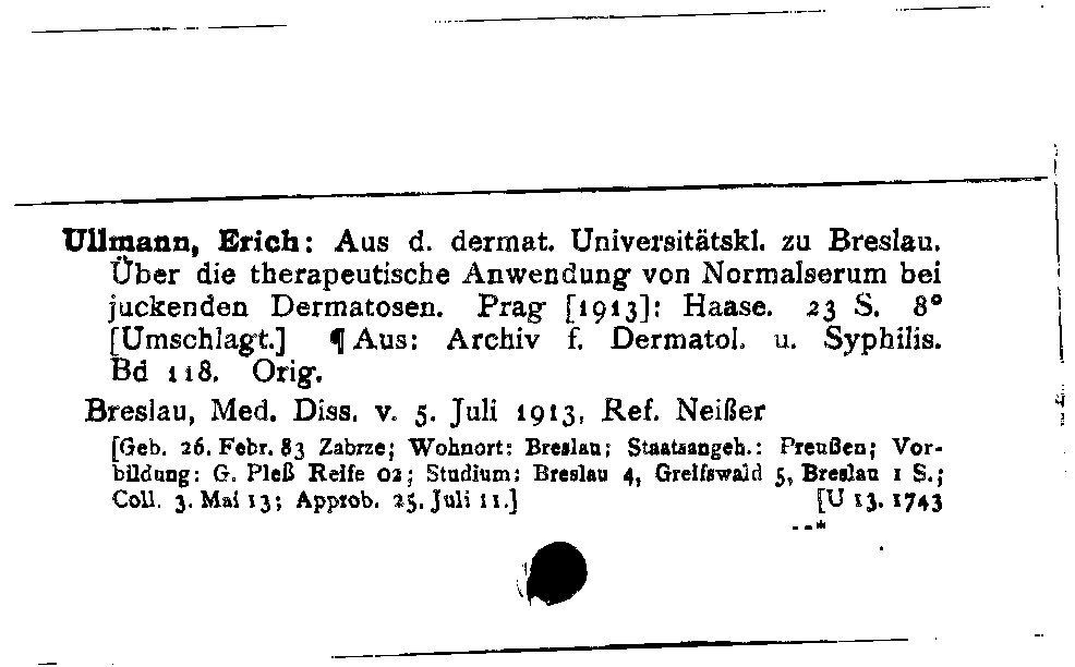 [Katalogkarte Dissertationenkatalog bis 1980]