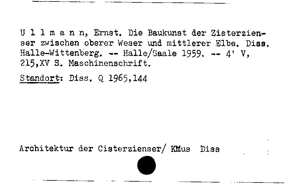 [Katalogkarte Dissertationenkatalog bis 1980]