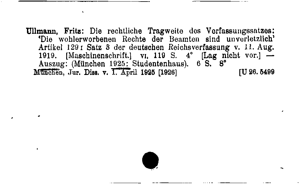 [Katalogkarte Dissertationenkatalog bis 1980]