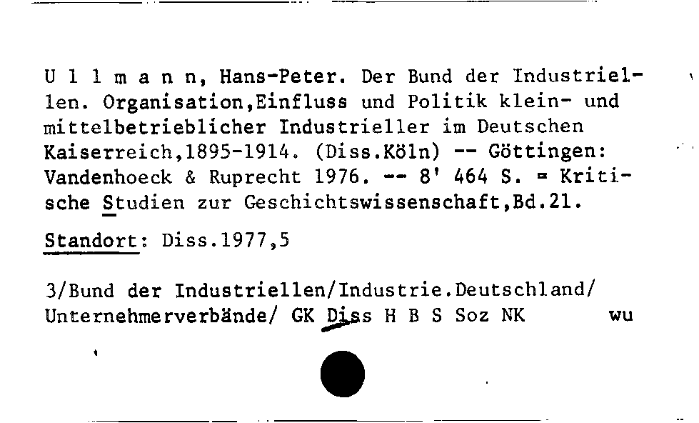 [Katalogkarte Dissertationenkatalog bis 1980]