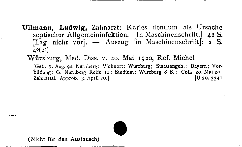 [Katalogkarte Dissertationenkatalog bis 1980]