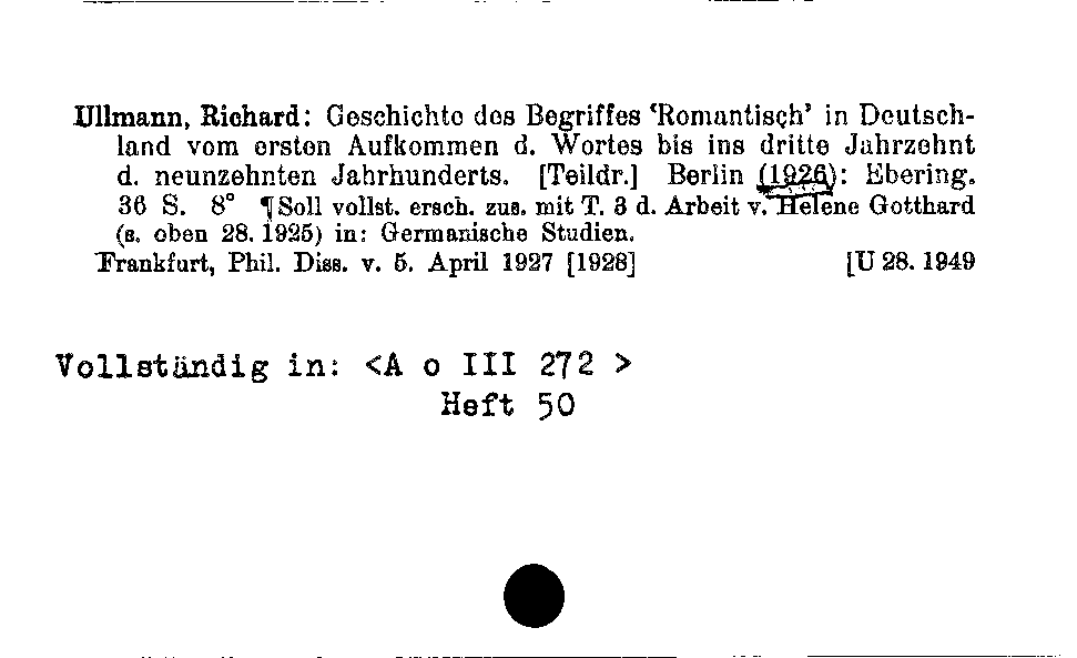 [Katalogkarte Dissertationenkatalog bis 1980]