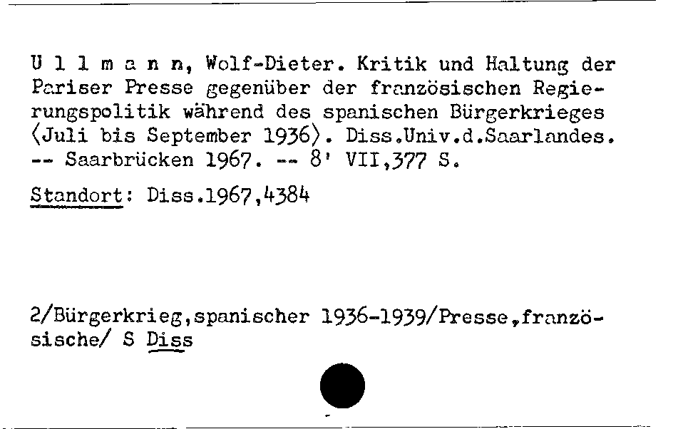 [Katalogkarte Dissertationenkatalog bis 1980]