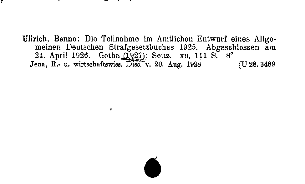 [Katalogkarte Dissertationenkatalog bis 1980]