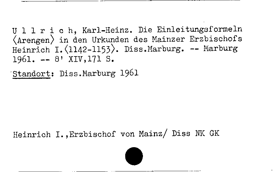 [Katalogkarte Dissertationenkatalog bis 1980]