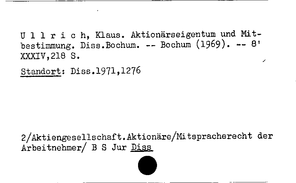 [Katalogkarte Dissertationenkatalog bis 1980]