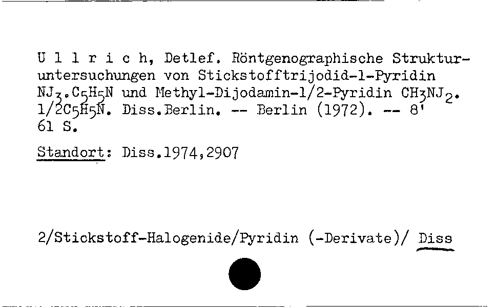 [Katalogkarte Dissertationenkatalog bis 1980]