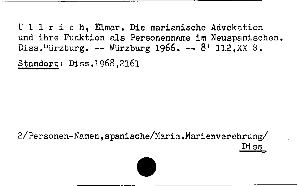 [Katalogkarte Dissertationenkatalog bis 1980]