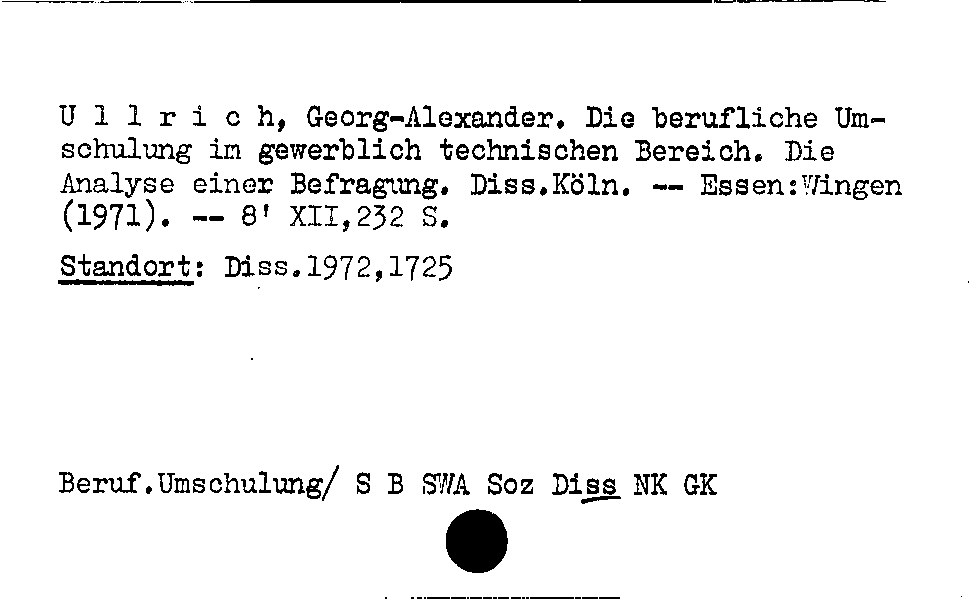 [Katalogkarte Dissertationenkatalog bis 1980]