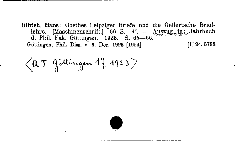 [Katalogkarte Dissertationenkatalog bis 1980]