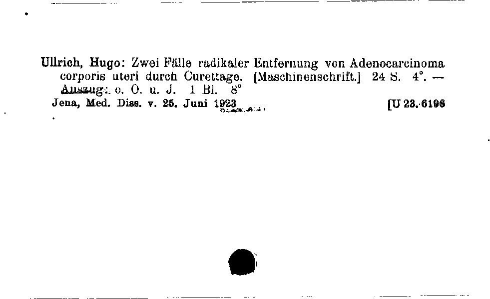 [Katalogkarte Dissertationenkatalog bis 1980]