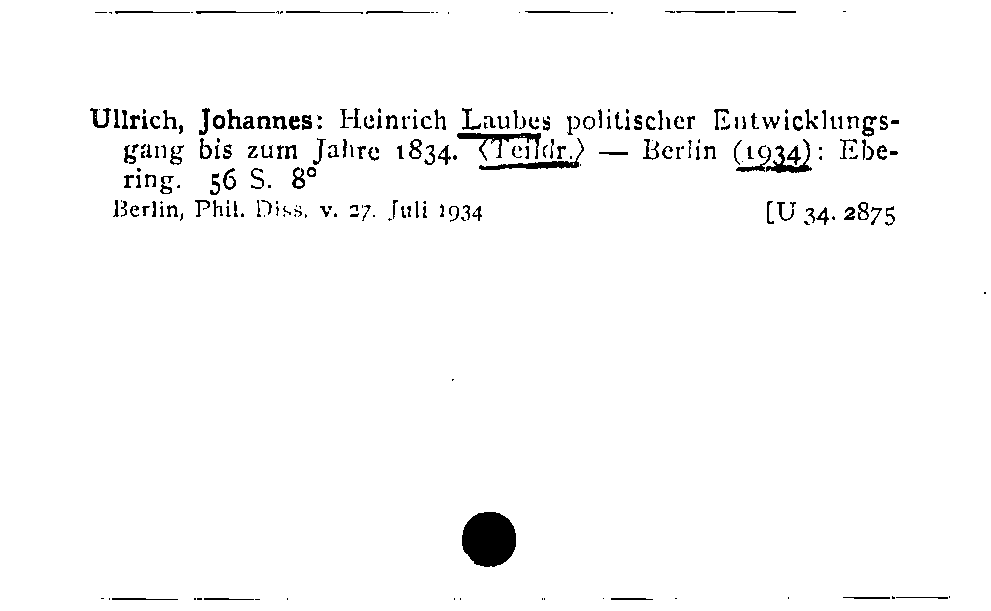 [Katalogkarte Dissertationenkatalog bis 1980]