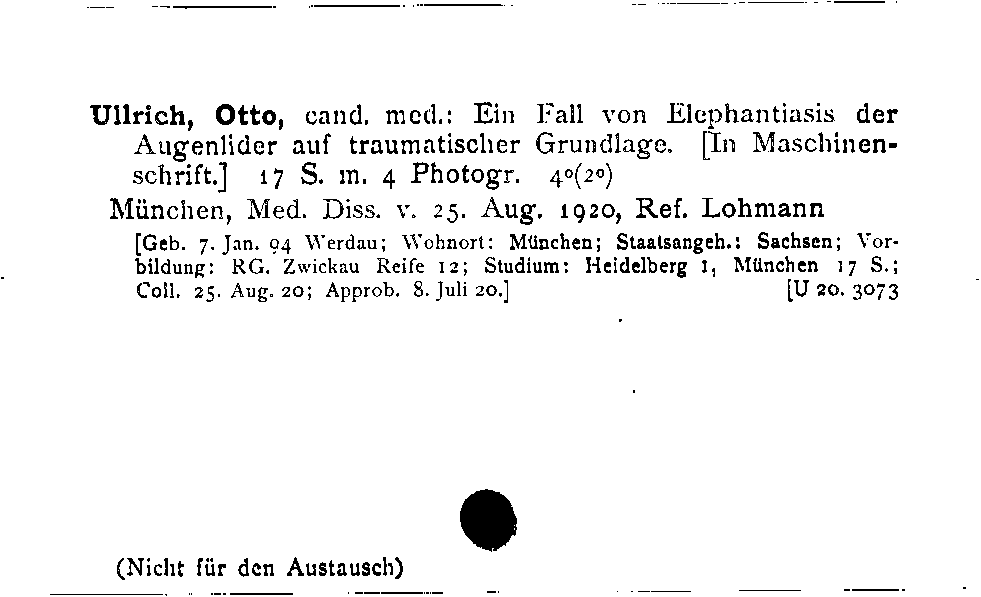 [Katalogkarte Dissertationenkatalog bis 1980]