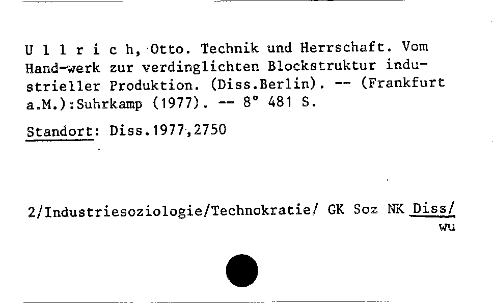 [Katalogkarte Dissertationenkatalog bis 1980]